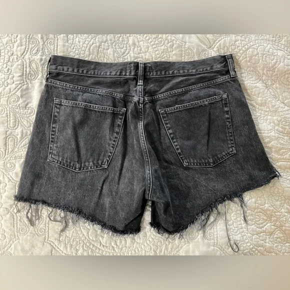 Agolde Parker Black Denim Button Fly Cutoff Shorts Size 32